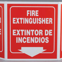 Fire Extinguisher Down Arrow Bilingual TriView Sign | 3053