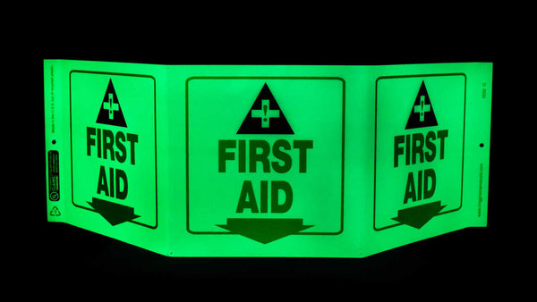 First Aid With Graphic Down Arrow Glow TriView Sign | 3056G