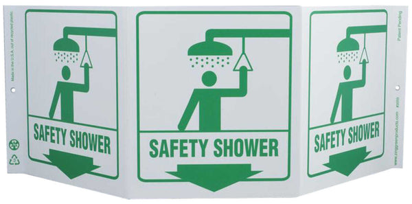 Safety Shower Down Arrow With Graphic TriView Sign | 3059