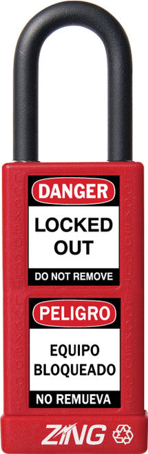 RecycLock Padlock, Keyed Alike,1.5" Shackle and 3" Body - Red