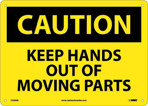 CAUTION, KEEP HANDS OUT OF MOVING PARTS, 10X14, RIGID PLASTIC