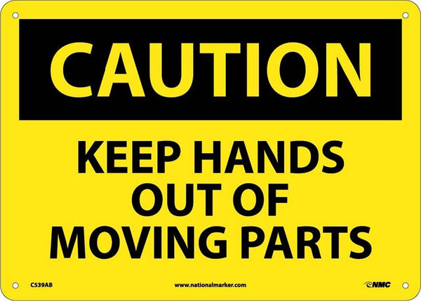 CAUTION, KEEP HANDS OUT OF MOVING PARTS, 10X14, .040 ALUM