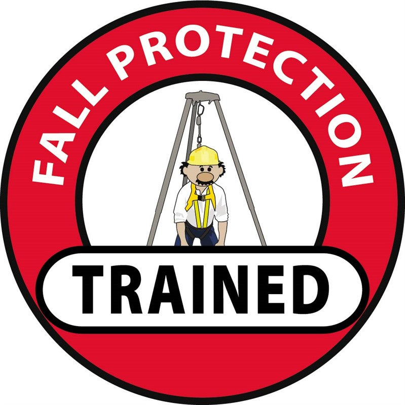 HARD HAT LABEL, FALL PROTECTION TRAINED, 2