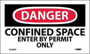 DANGER, CONFINED SPACE ENTER BY PERMIT ONLY, 3X5, PS VINYL, 5/PK