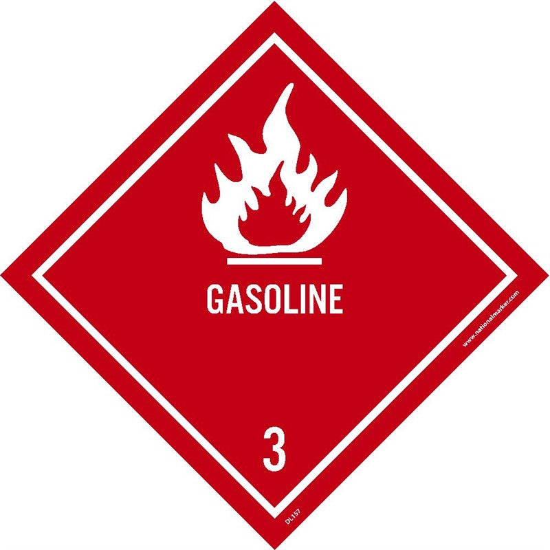 DOT SHIPPING LABELS, GASOLINE 3, 4X4, PS VINYL. 25/PK