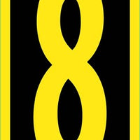 NUMBER, 8, 2.5 HIGH VISIBILITY YELLOW BLACK, PS VINYL