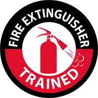 HARD HAT LABEL, FIRE EXTINGUISHER TRAINED, 2" DIA, REFLECTIVE PS VINYL, 25/PK