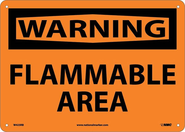 WARNING, FLAMMABLE AREA, 10X14, .040 ALUM