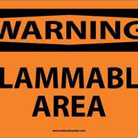 WARNING, FLAMMABLE AREA, 10X14, PS VINYL