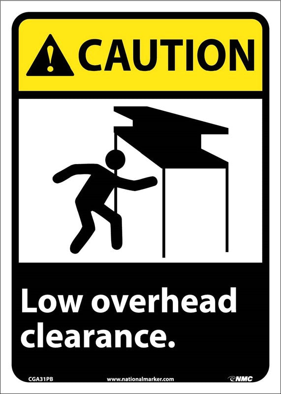 CAUTION, LOW OVERHEAD CLEARANCE, 14X10, RIGID PLASTIC