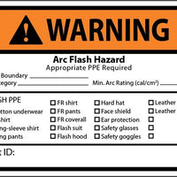 WARNING, ARC FLASH HAZARD APPROPRIATE PPE REQUIRED, 3X5, PS VINYL, 5/PK