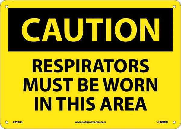 CAUTION, RESPIRATORS MUST BE WORN IN THIS AREA, 10X14, RIGID PLASTIC