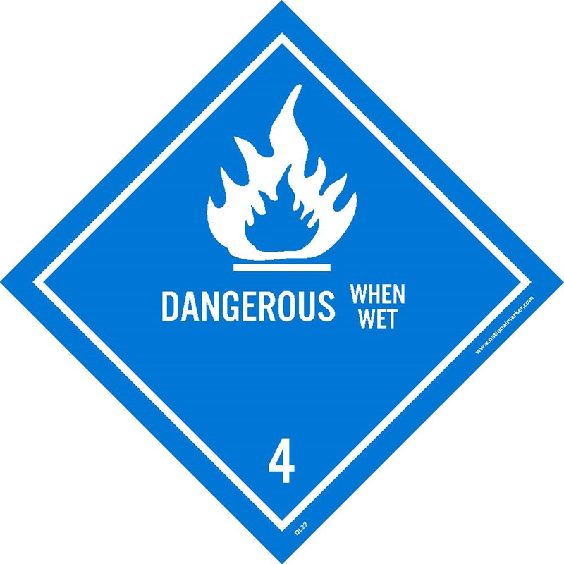 DOT SHIPPING LABELS, DANGEROUS WHEN WET, 4X4, PS VINYL, 25/PK