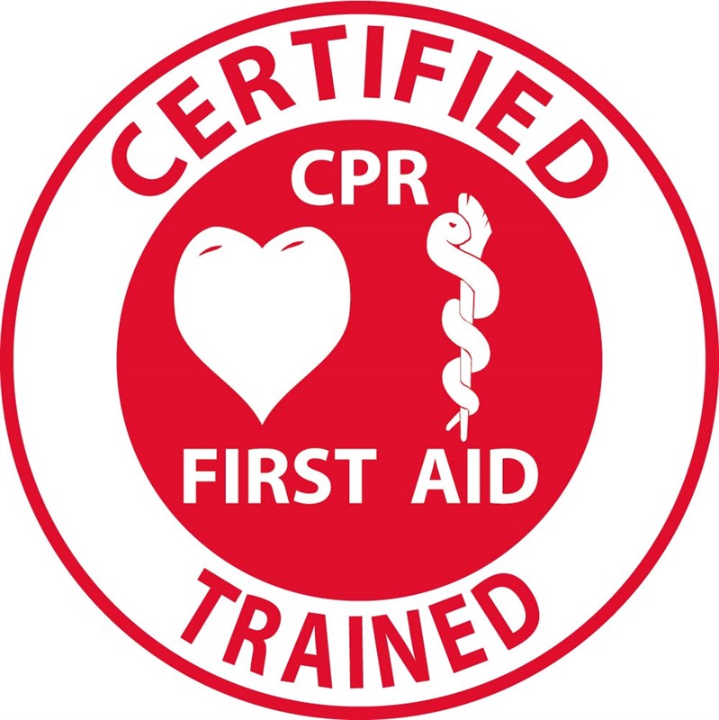 HARD HAT LABEL, CERTIFIED CPR FIRST AID TRAINED, 2