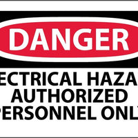 DANGER, ELECTRICAL HAZARD AUTHORIZED PERSONNEL ONLY, 3X5, PS VINYL, 5/PK