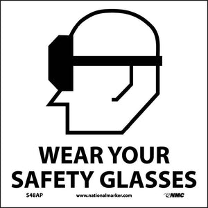 WEAR YOUR SAFETY GLASSES (GRAPHIC), 4X4, PS VINYL, 5/PK