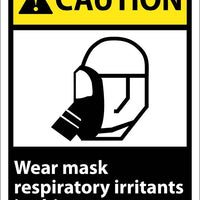 CAUTION, WEAR MASK RESPIRATORY IRRITANTS IN THIS AREA, 14X10, PS VINYL