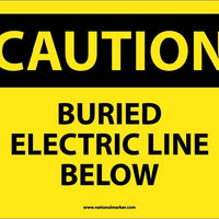CAUTION, BURIED ELECTRIC LINE BELOW, 10X14, RIGID PLASTIC