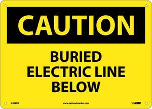 CAUTION, BURIED ELECTRIC LINE BELOW, 10X14, RIGID PLASTIC