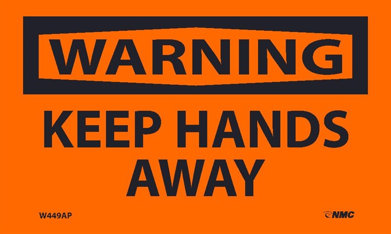 WARNING, KEEP HANDS AWAY, 3X5, PS VINYL, 5/PK