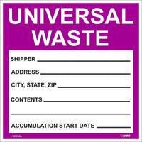 LABELS, HAZARDOUS MATERIALS SHIPPING, UNIVERSAL WASTE, 6X6, PS PAPER, 500/ROLL