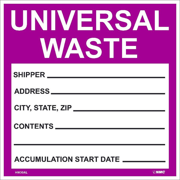 LABELS, HAZARDOUS MATERIALS SHIPPING, UNIVERSAL WASTE, 6X6, PS PAPER, 500/ROLL