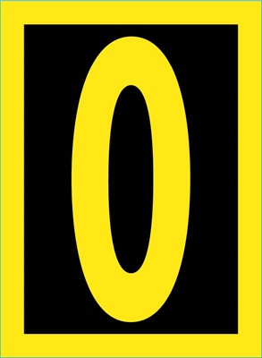 NUMBER, 0, 1.5 HIGH VISIBILITY YELLOW BLACK, PS VINYL