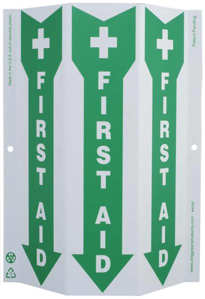 First Aid With Graphic Down Arrow Slim Glow TriView Sign | 4056G