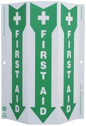 First Aid With Graphic Down Arrow Slim Glow TriView Sign | 4056G