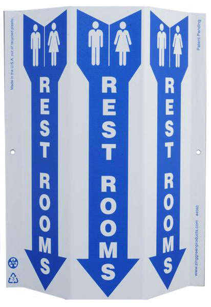 Rest Rooms With Graphic Down Arrow Slim TriView Sign | 4060