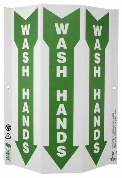 Wash Hands Down Arrow Slim TriView Sign | 4062