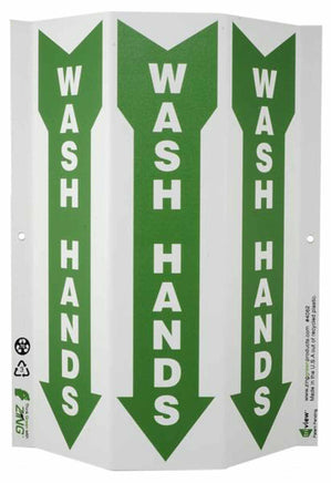 Wash Hands Down Arrow Slim TriView Sign | 4062