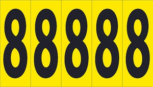 NUMBER CARD, 4" 8 (5 NUMBERS/CARD), PS CLOTH