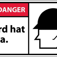 DANGER, HARD HAT AREA (GRAPHIC), 3X5, PS VINYL, 5/PK