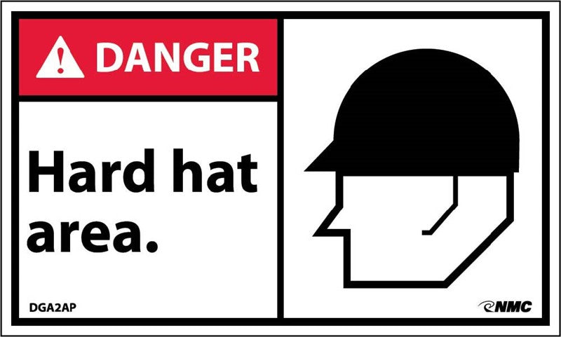 DANGER, HARD HAT AREA (GRAPHIC), 3X5, PS VINYL, 5/PK