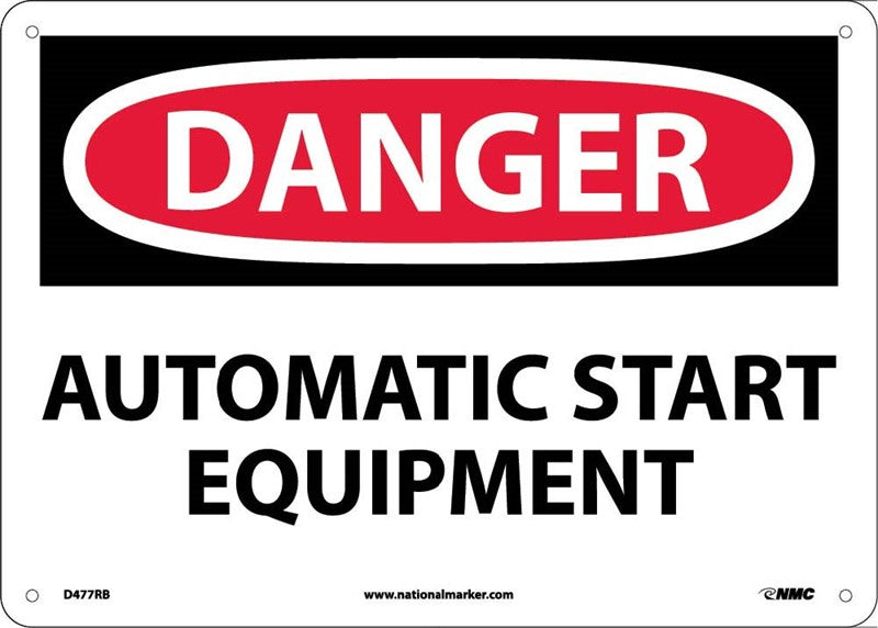 DANGER, AUTOMATIC START EQUIPMENT, 10X14, RIGID PLASTIC