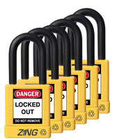 RecycLock Padlock, Keyed Alike,1.5" Shackle and 1.75" Body 6 Per Pack - Yellow
