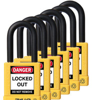 RecycLock Padlock, Keyed Alike,1.5" Shackle and 1.75" Body 6 Per Pack - Yellow