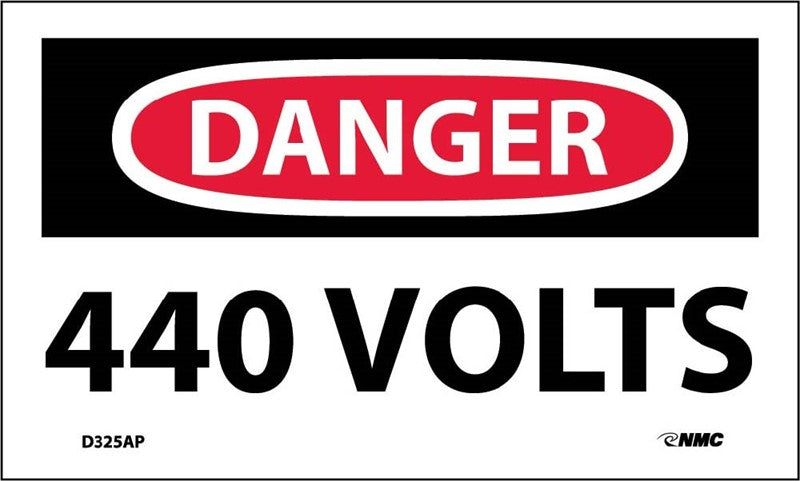 DANGER, 440 VOLTS, 3X5, PS VINYL,5/PK