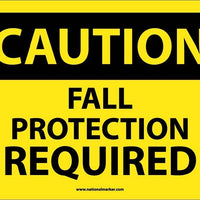 CAUTION, FALL PROTECTION REQUIRED, 10X14, RIGID PLASTIC