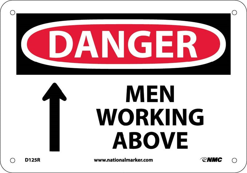 DANGER, MEN WORKING ABOVE, 10X14, .040 ALUM