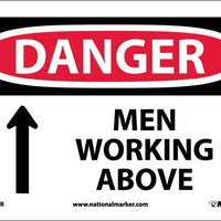 DANGER, MEN WORKING ABOVE, 7X10, RIGID PLASTIC