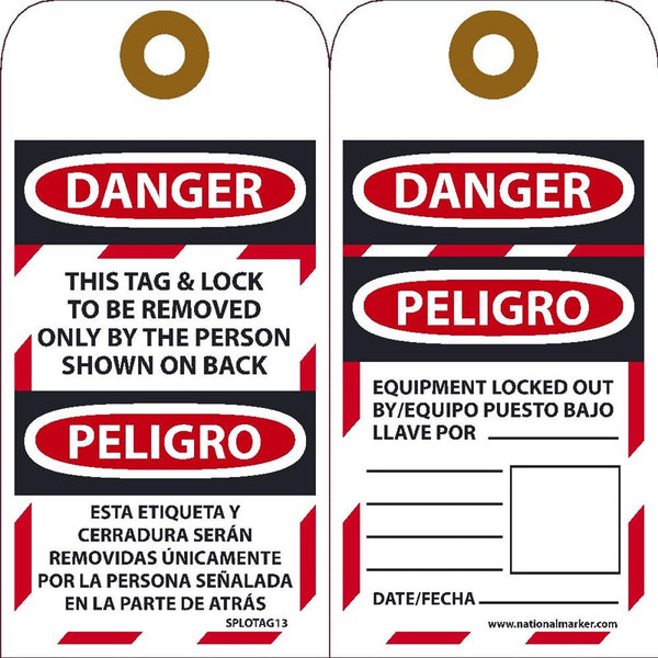 Danger Equipment Locked Out Bilingual Lockout Tags | SPLOTAG13