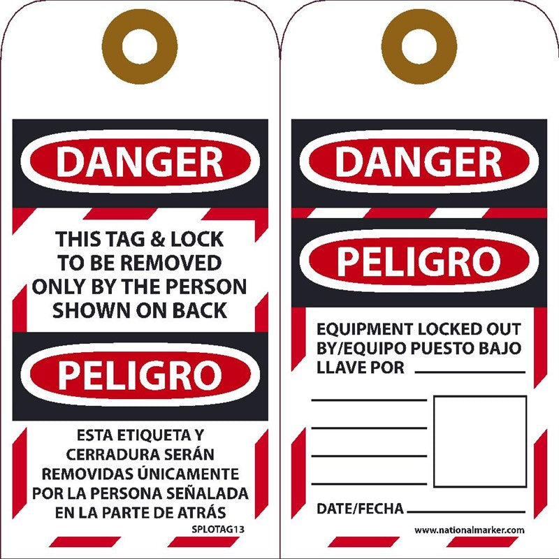 Danger Equipment Locked Out Bilingual Lockout Tags | SPLOTAG13