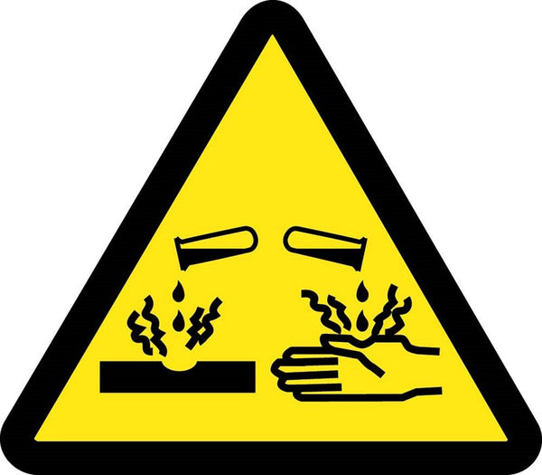 LABEL, GRAPHIC FOR CORROSIVE / ACID HAZARD, 4IN DIA, PS VINYL
