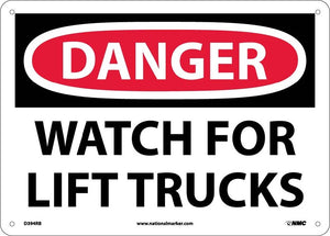DANGER, WATCH FOR LIFT TRUCKS, 10X14, PS VINYL