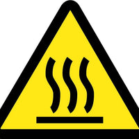 LABEL, GRAPHIC FOR HEATED /  HOT SURFACE HAZARD, 4IN DIA, PS VINYL
