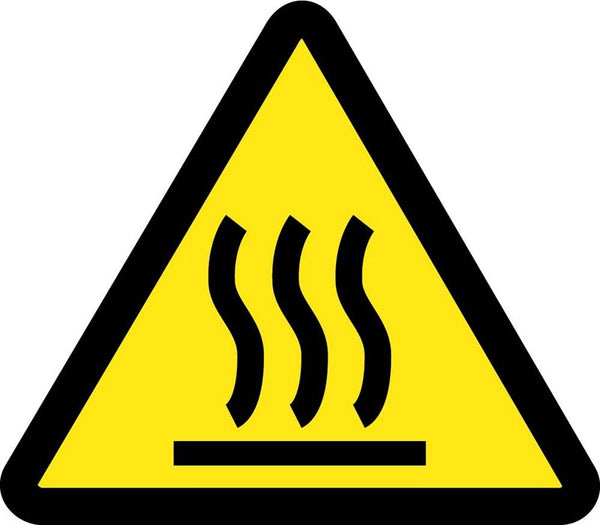 LABEL, GRAPHIC FOR HEATED /  HOT SURFACE HAZARD, 4IN DIA, PS VINYL
