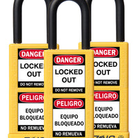 RecycLock Padlock, Keyed Alike,1.5" Shackle and 3" Body 3 Per Pack - Yellow