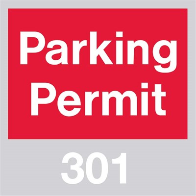 PARKING PERMIT, WINDSHIELD, RED, 301-400
